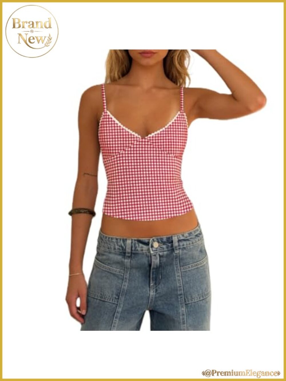 Y2K Lace Trim Cropped Camisole Tank
